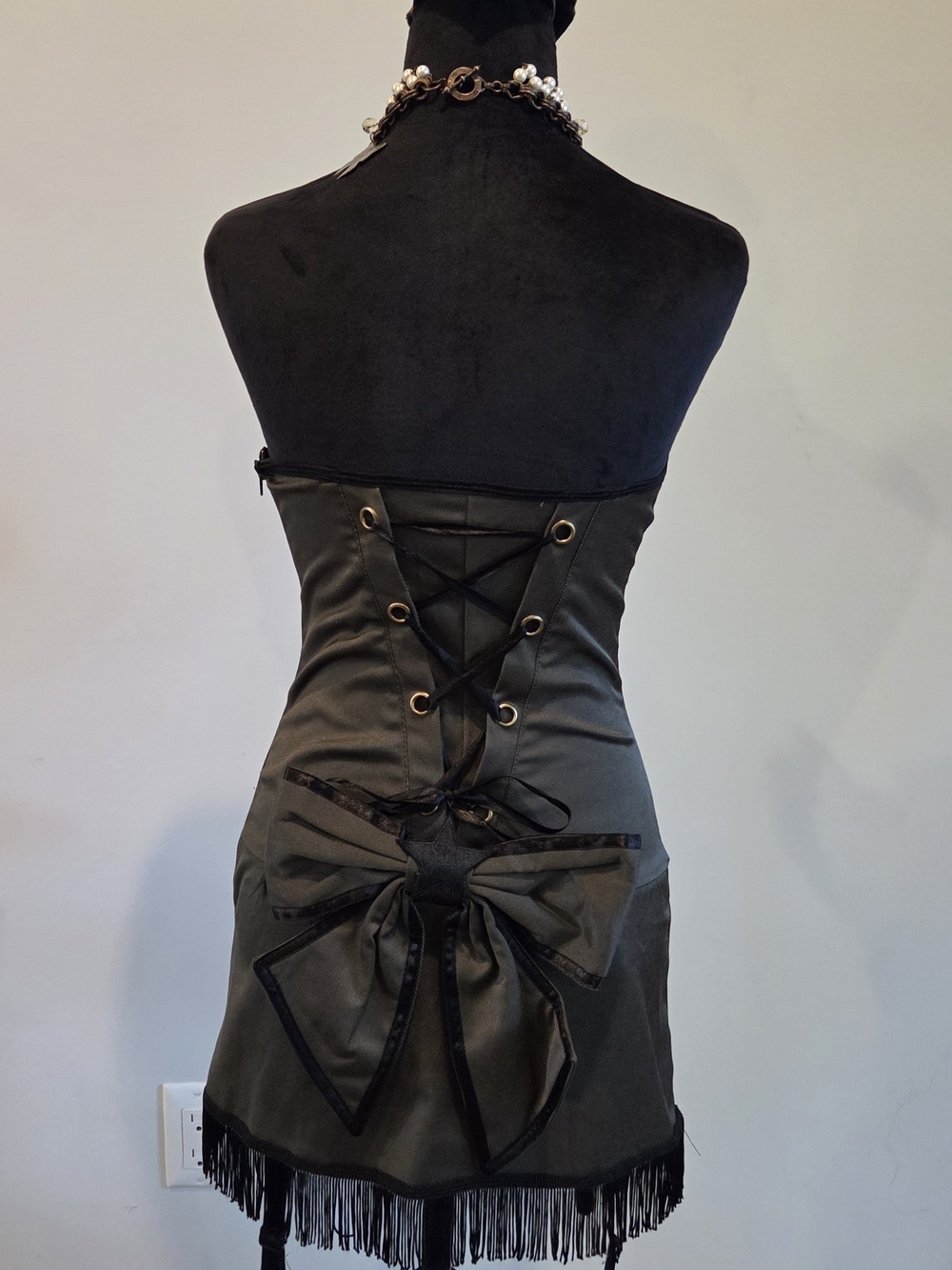 Olive Green Military-Inspired Corset Jacket & Skirt Set - Picture 13 of 16